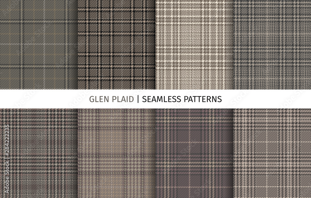Fotografie Set of glen check seamless patterns.