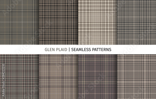 Set of glen check seamless patterns. photo