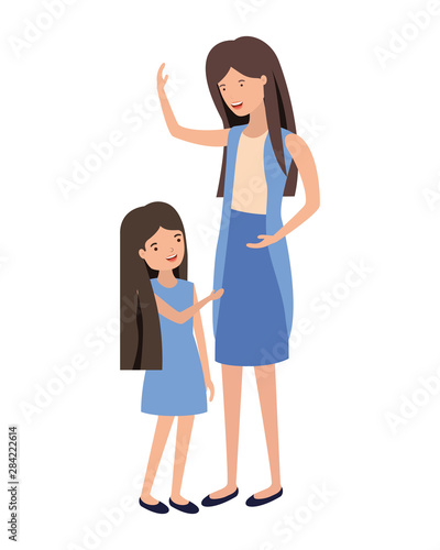 woman with daughter avatar character