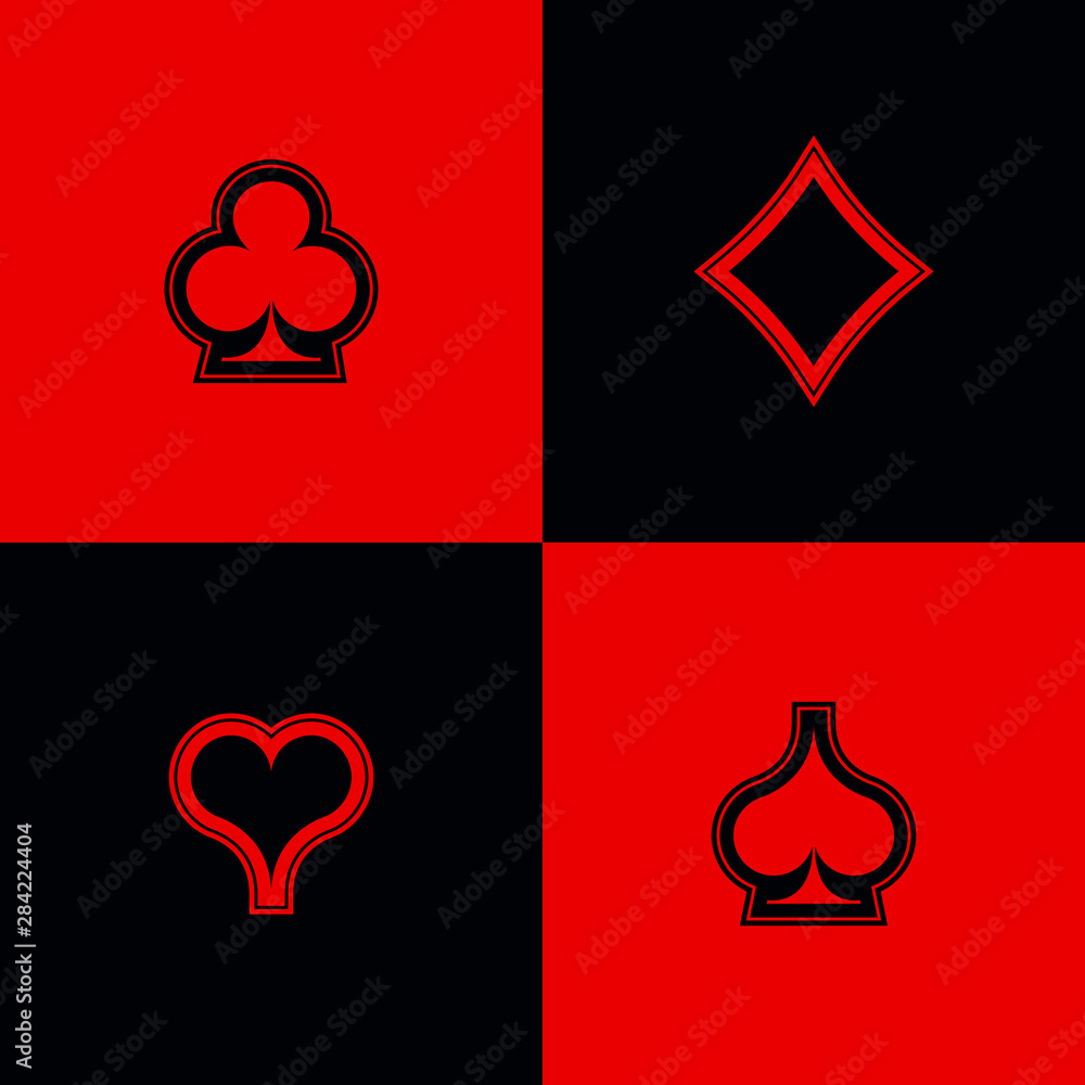 Set shape diamonds, clovers, hearts and spades Four Playing card suits