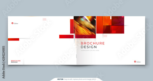 Horizontal Brochure template layout design. Landscape Corporate business annual report  catalog  magazine  flyer mockup. Creative modern bright concept with square shapes