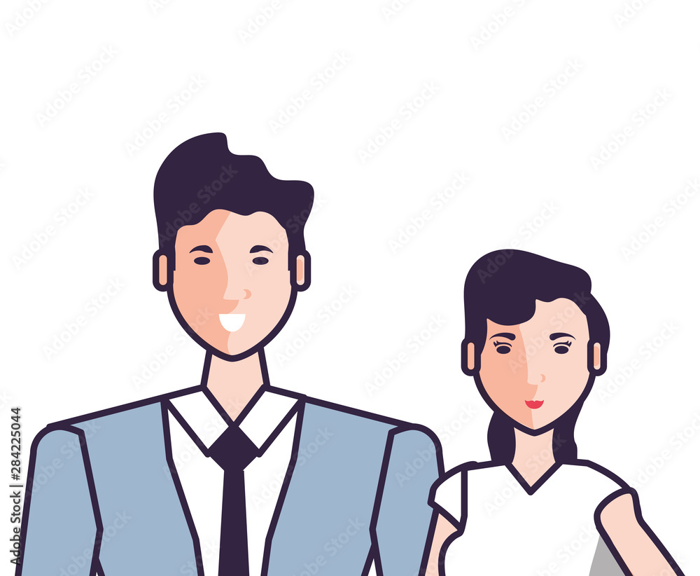 business couple elegant avatar character business couple elegant avatar character