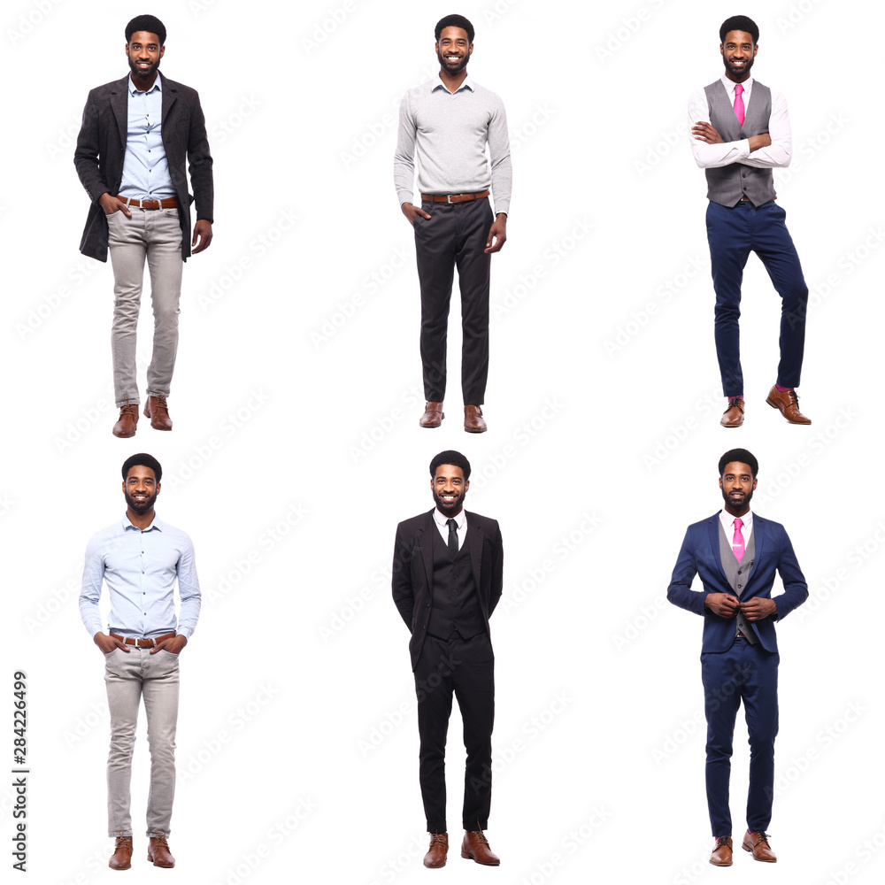 Obraz premium Group of peoplein a row in front of a white background