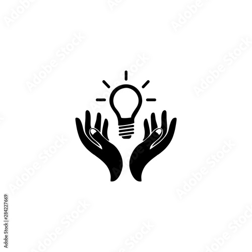 Hand holding light bulb icon