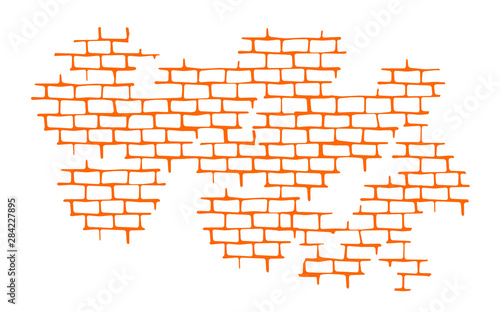 Seam. Brick wall. Vector Texture Pattern Orange. Flat mockup, clean for design decoration isolated on white background, illustration.