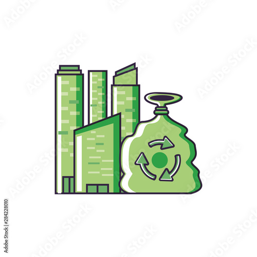 bag eco friendly with buildings facade