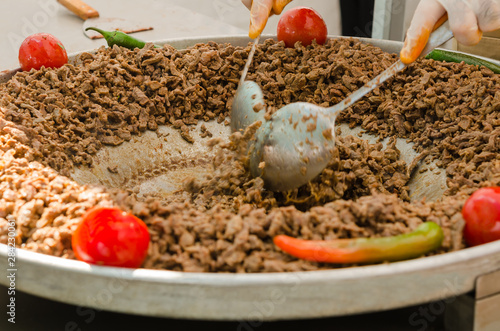 Cooking traditional turkish tantuni kebab 