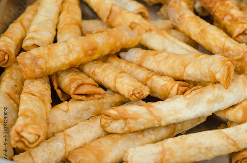 Cigar pastries ready to be served. Sigara boregi, traditional turkish shaped rolls stuffed with cheese