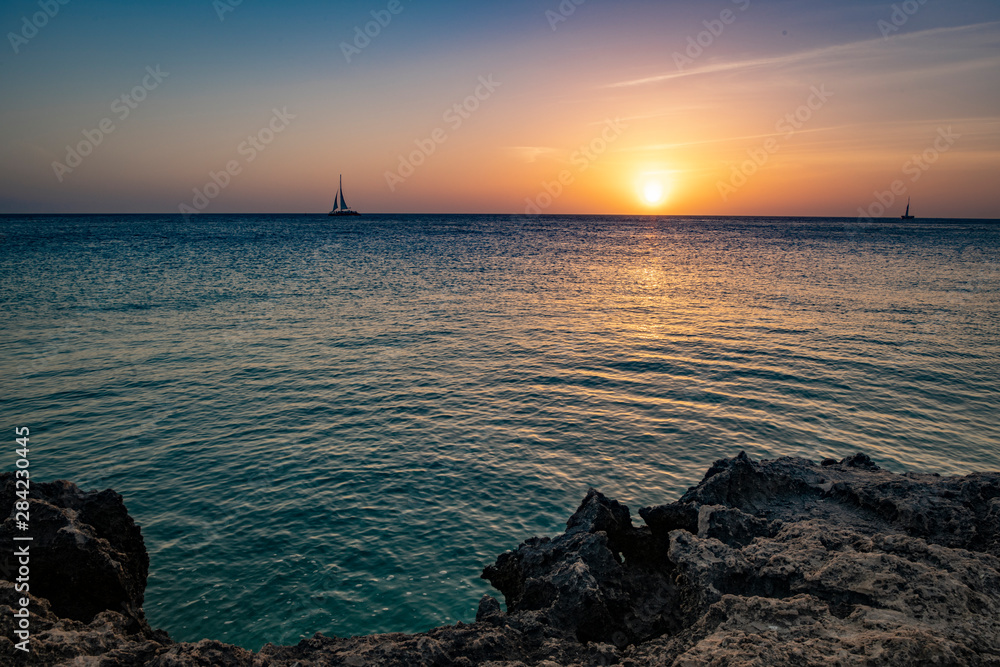 Aruba Sunset with Sailboat