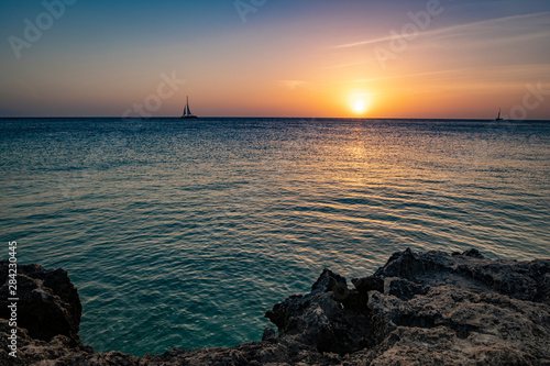 Aruba Sunset with Sailboat