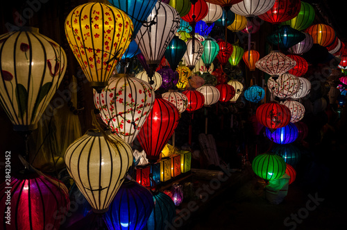 Beautiful illuminated asian paper lanterns