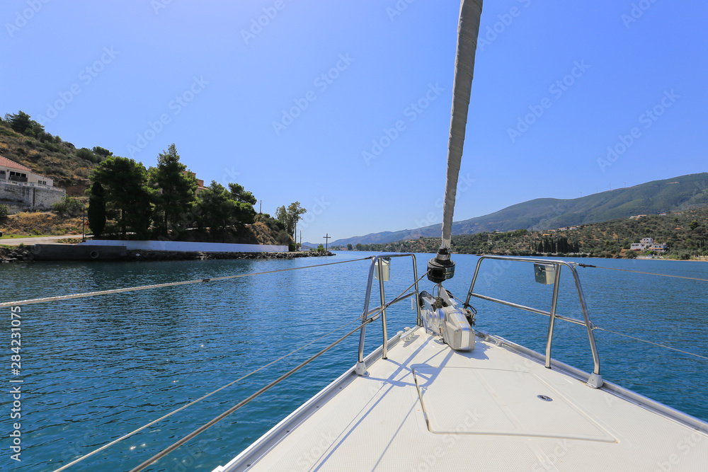 Fototapeta premium Sailing yacht. Bow yacht view