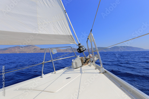 Sailing yacht. Bow yacht view