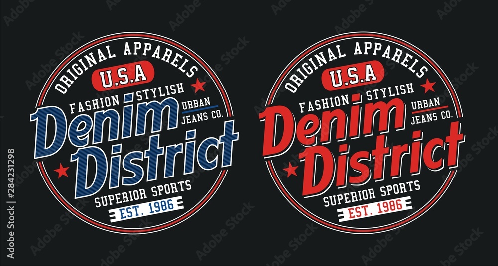 Superior denim Vintage label design, badges, Vector illustration.