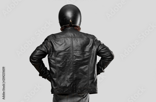 motorbike rider back pose photo