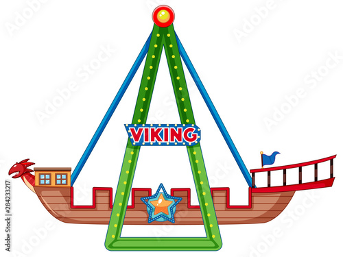 Viking ship ride on white background