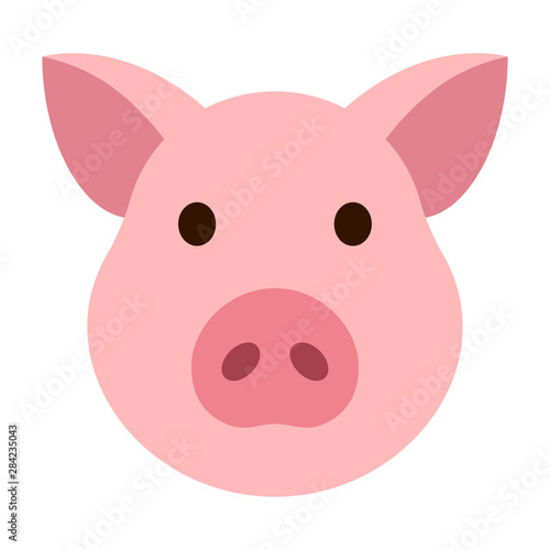 Pig head / face or pork bacon flat vector color icon for animal apps and websites