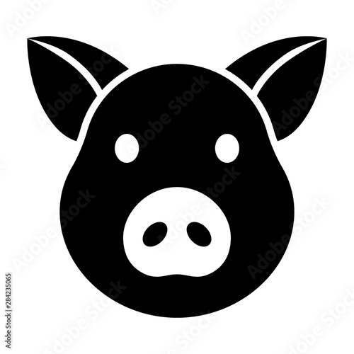 Pig head / face or pork bacon flat vector icon for animal apps and websites