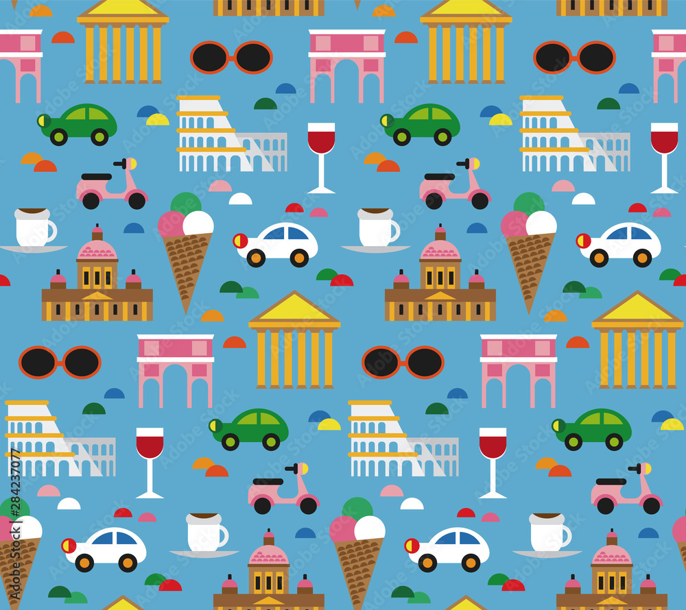 Rome Italy pattern seamless design illustration Rome Italy pattern seamless design illustration