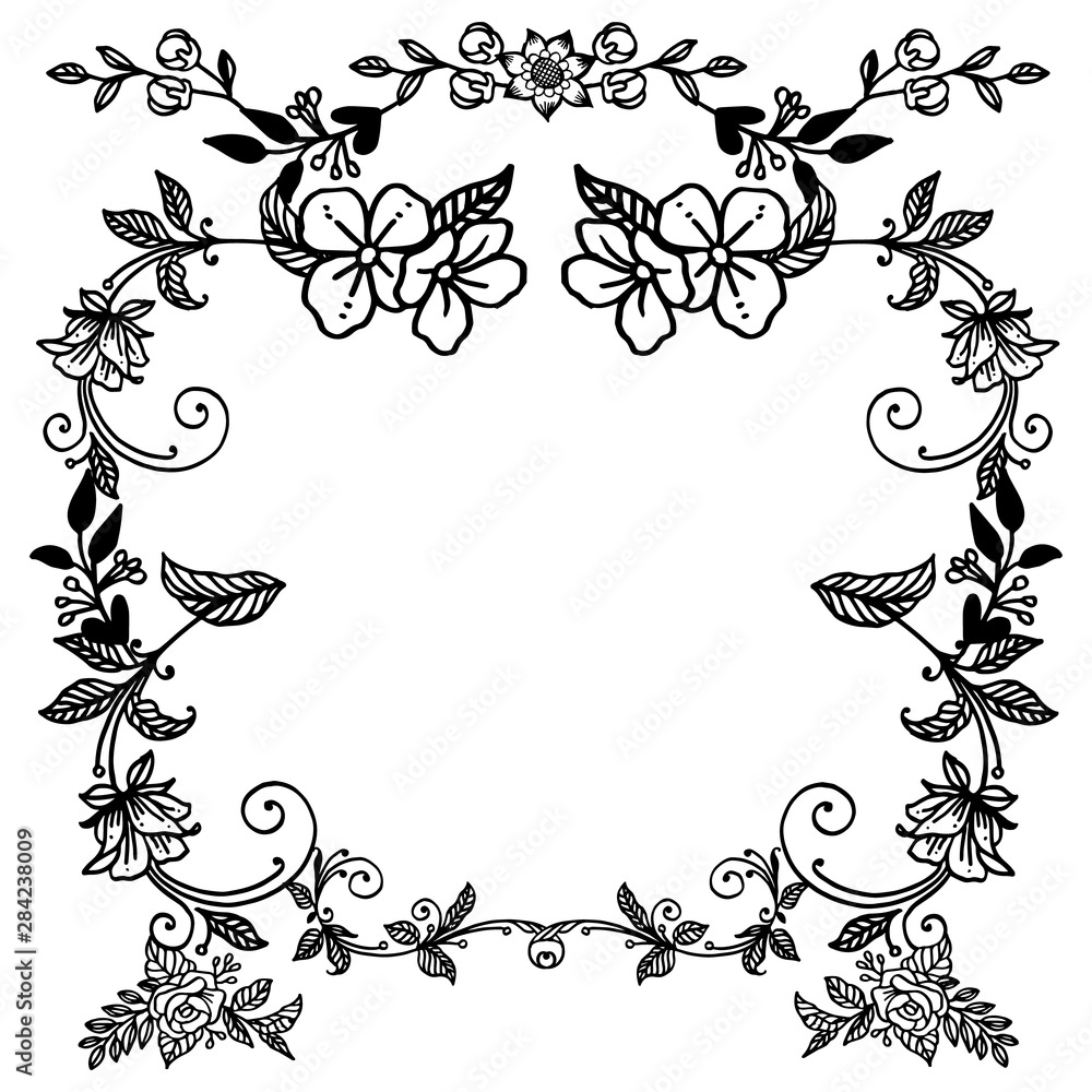 Elegant leaves and wreath frame, space for your text, for design of various card. Vector
