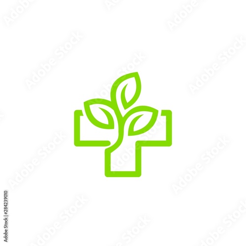 simple modern green herbal medicine vector logo design
