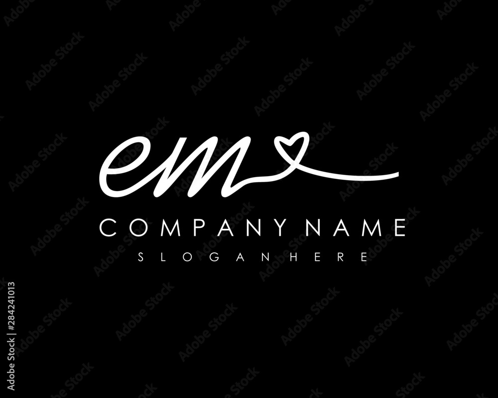 EM Initial handwriting logo vector EM Initial handwriting logo vector