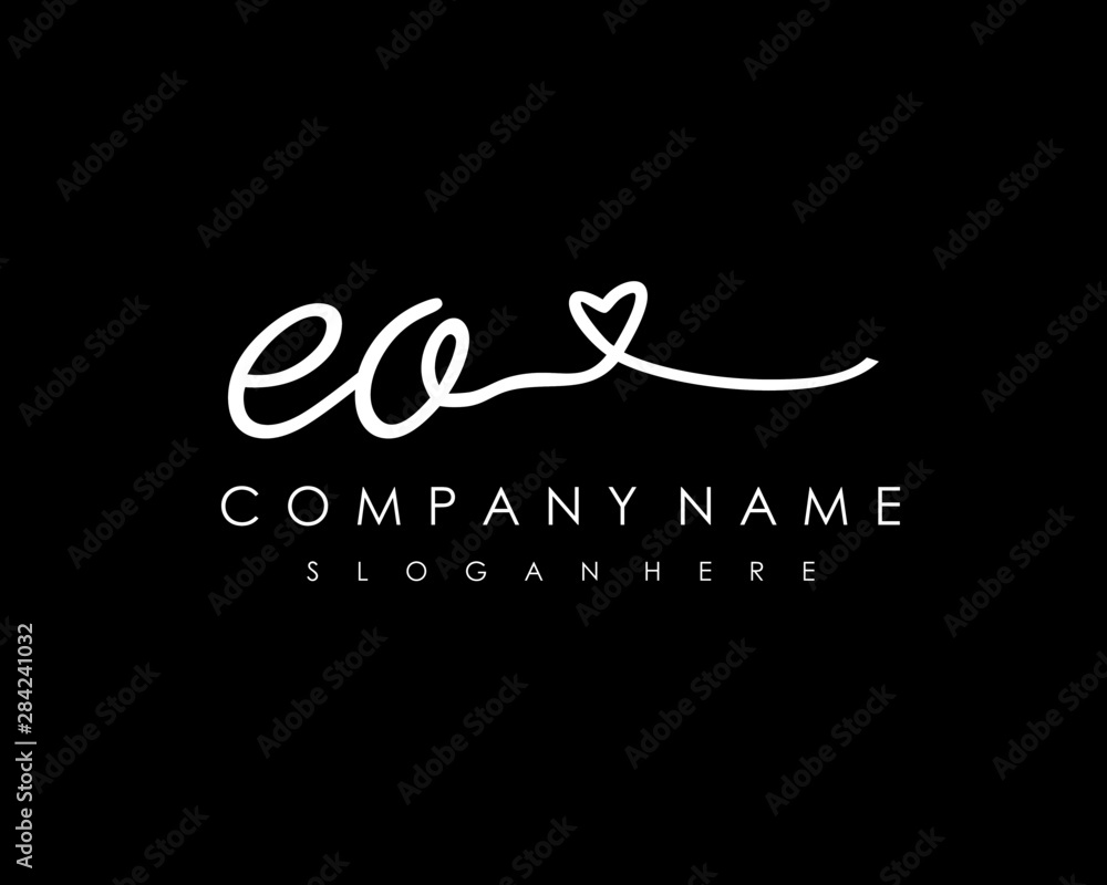 EO Initial handwriting logo vector