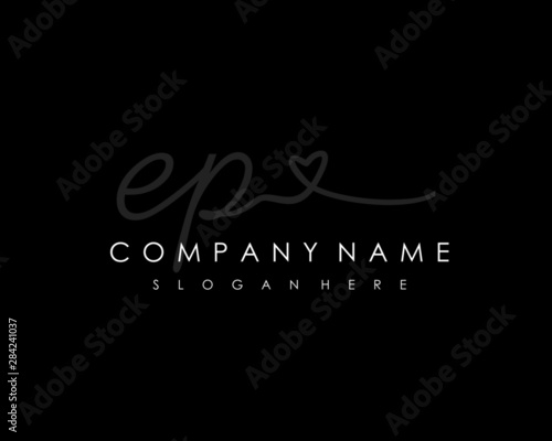 EP Initial handwriting logo vector