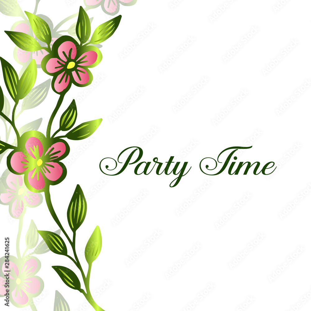Vintage style of green leafy flower frame, for decoration of greeting card, party time. Vector