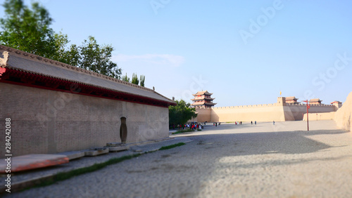 Shot of Ancient Chinese temple pagoda castle palace