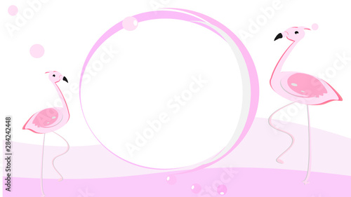 Pink Flamingo bird  backgrounds borders squares