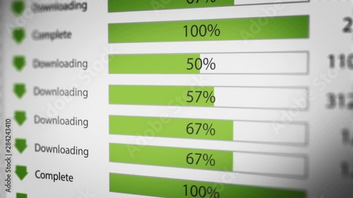 Process of Downloading Multiple File in Internet on Computer Monitor Screen