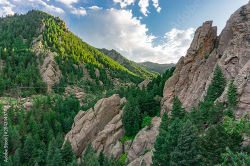 Dreamy view of the mountains in the flatirons Boulder Colorado photo