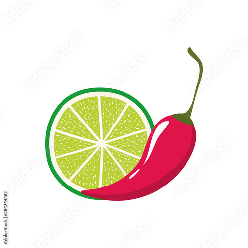 slice of lemon and peppers isolated icon