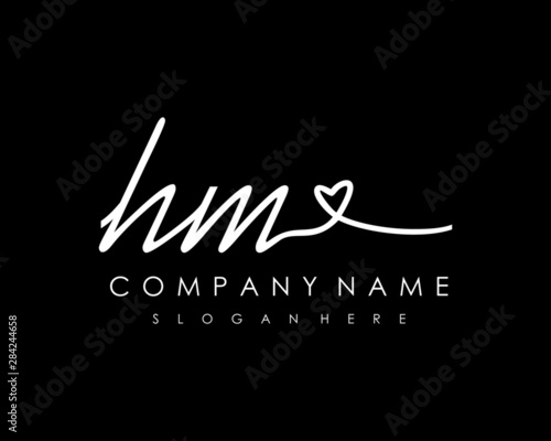 HM Initial handwriting logo vector