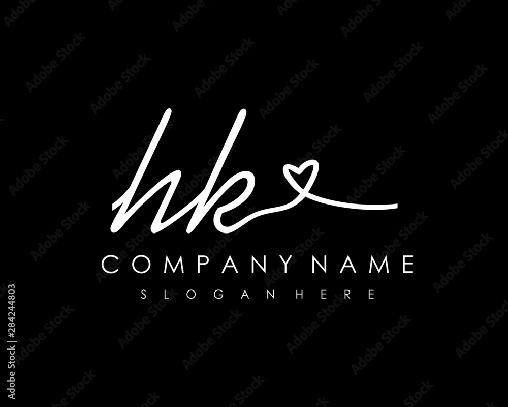 HK Initial handwriting logo vector