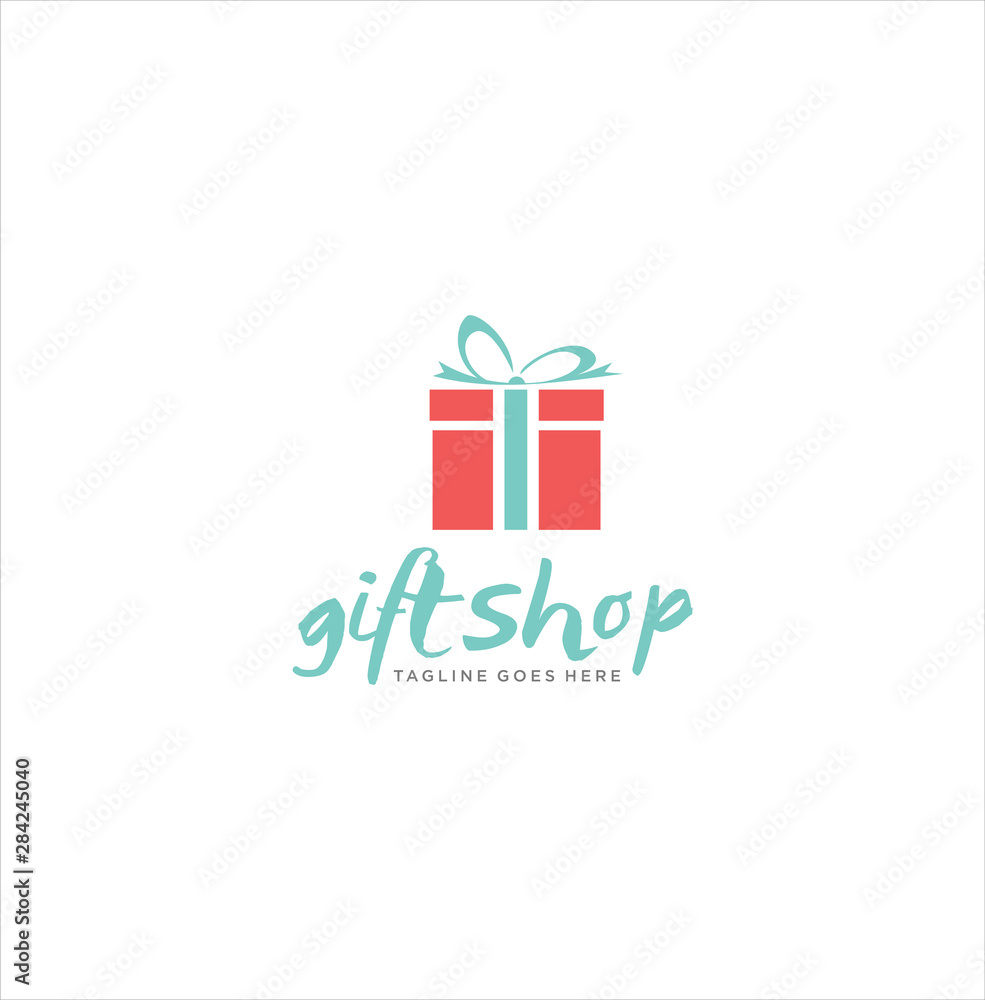 Gift Shop Logo Design. Loving Gift Logo Icon Template. Gift Box Logo Icon Vector