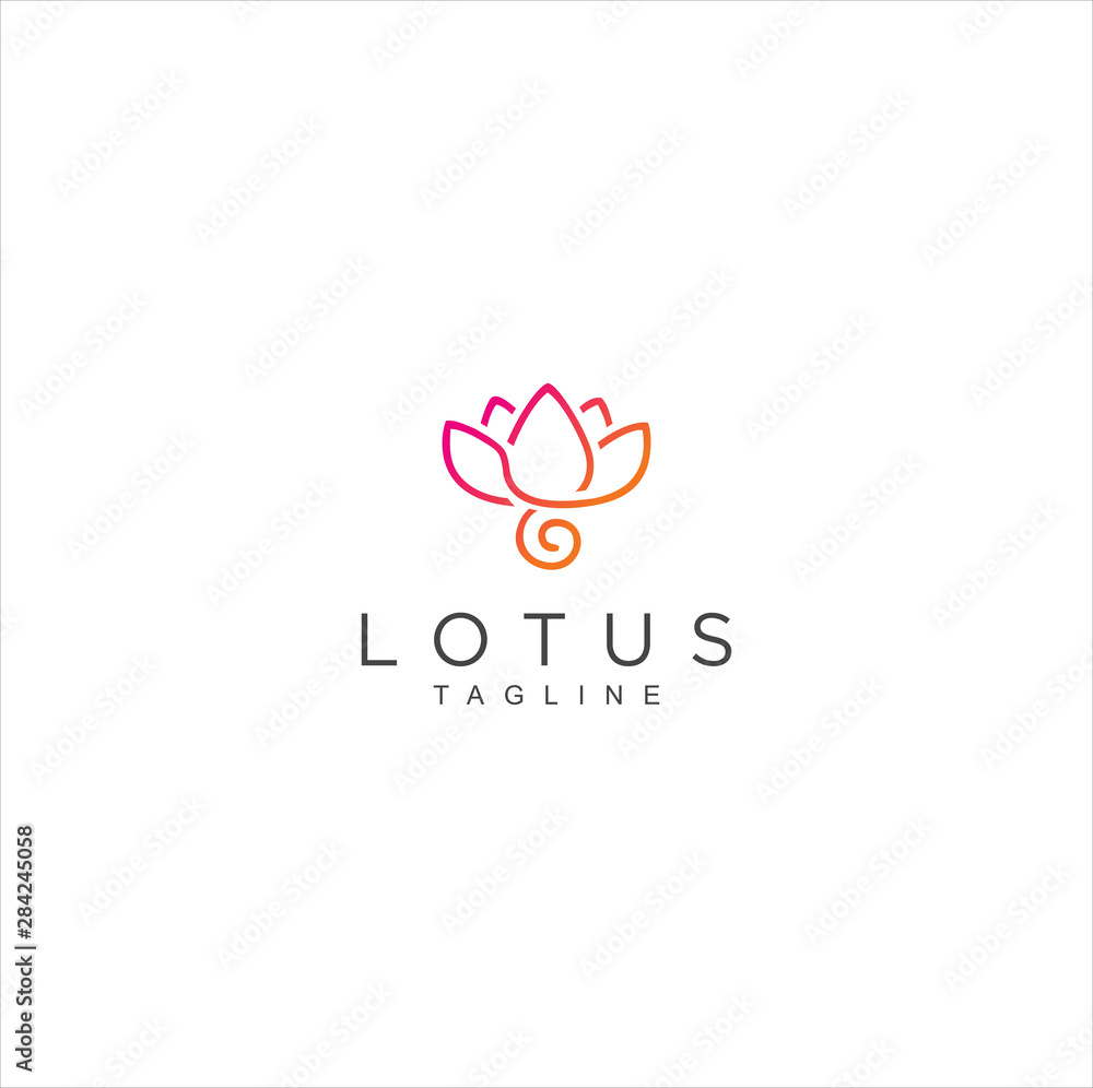 Lotus Flower Logo Vector Design . Lotus  Logo Line Beauty . Abstract Flower Design.