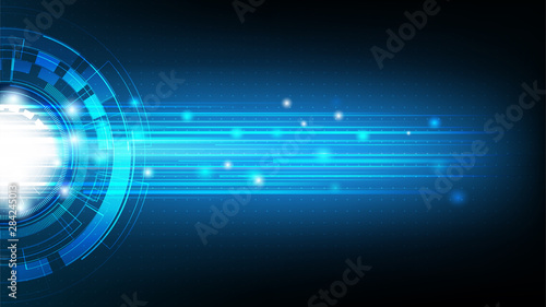 Technology abstract futuristic on blue gradient,  Hi-tech digital technology and engineering, digital telecom concept