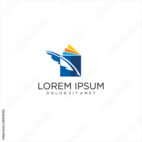 Book Feather Pen Logo Education Book Stock Vector 