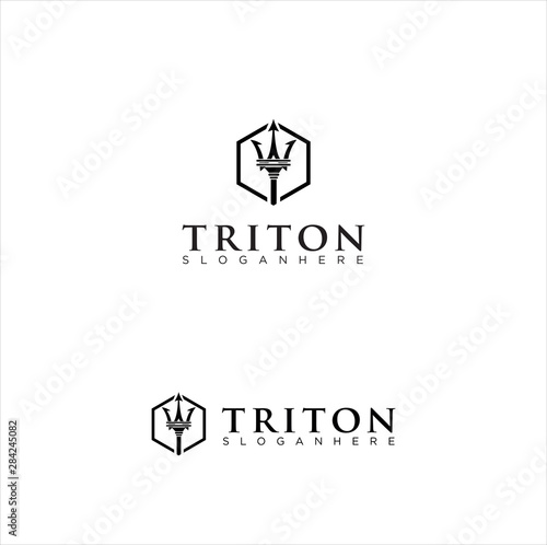 Triton Logo greek, ancient With a White Background Template Illustration Design 