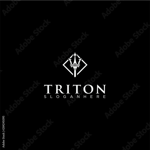  Triton Logo With a Black Background Template Illustration Design 