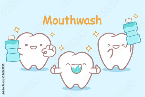 tooth with mouthwash