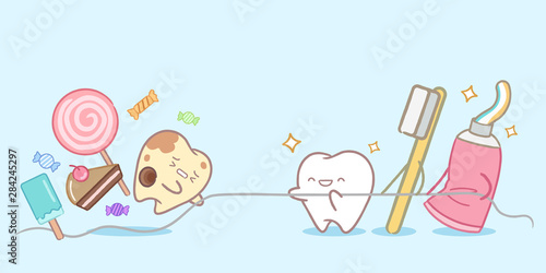 cute cartoon tooth health concept