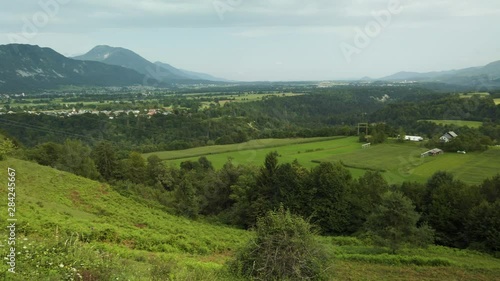 Landscape pan – mountains, village, meadows, forest - Slovenia, Carniola region, Bled photo