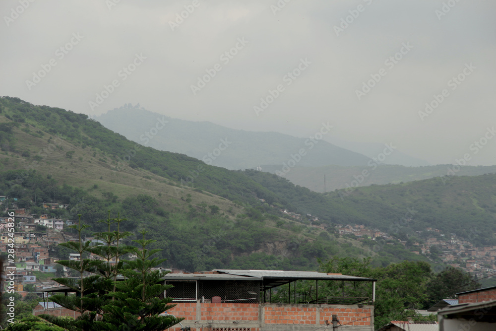  mountains,  slopes, farmhouses, landscape, nature