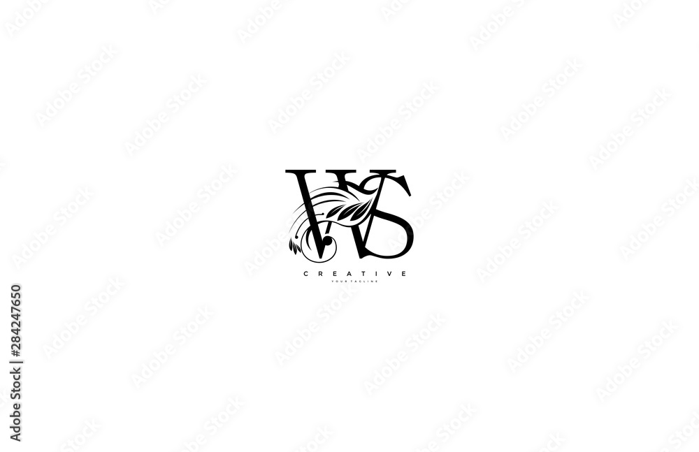 Initial Letter WS Linked Beauty Flourishes Monogram Black Background-01 Initial Letter WS Linked Beauty Flourishes Monogram Black Background-01