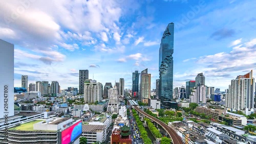 4K,Time Lapse View of central business district bangkok Thailand photo
