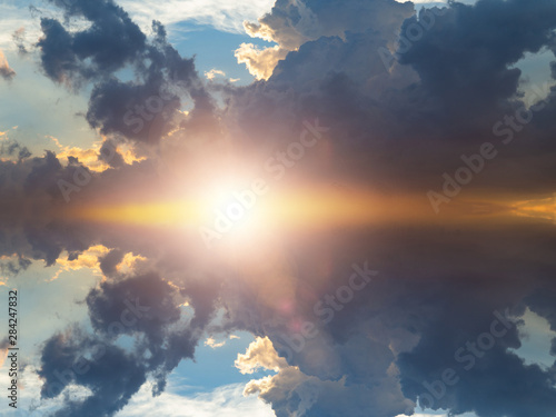 Abstract sky at sunset, Sunny background, blue sky with white clouds, Natural landscape