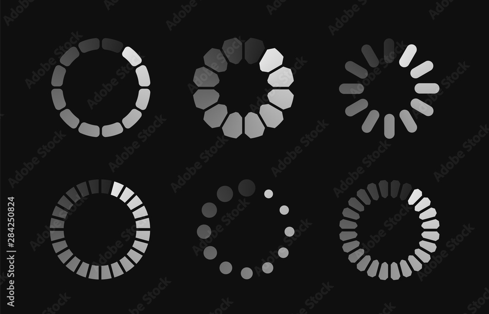 Vector interface loaders. Set loading icons for website, app, ui, game and software. Vector interface loaders. Set loading icons for website, app, ui, game and software.
